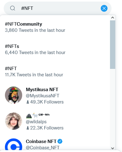 NFT trending hashtags